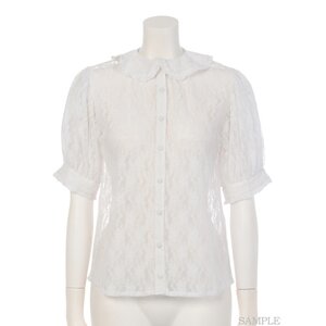 Swankiss Round Collar Lace Blouse White