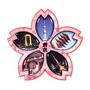 Souvenir Japan Tokyo Series Wood Magnet Collection Tokyo (Sakura)