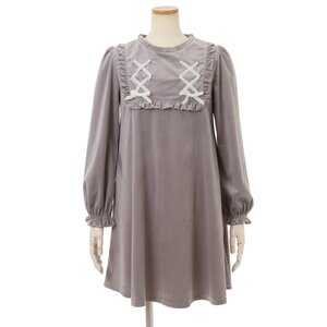 LIZ LISA Velour Lace-Up Dress Gray