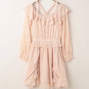 LIZ LISA Lace Drawstring Dress Pink