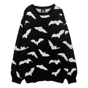 LISTEN FLAVOR Dark Night Bat Knit Black