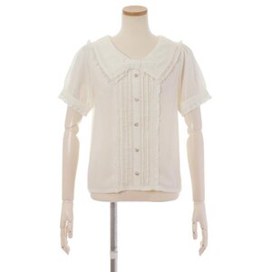 LIZ LISA Short Sleeve Message Ribbon Sailor Blouse White