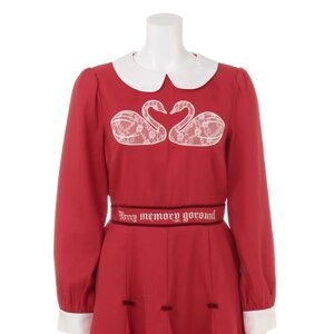Swankiss Memory Swan Motif Dress Red