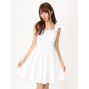 Ank Rouge Shoulder Ribbon Cotton Lace Dress Off-White