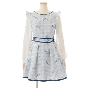 LIZ LISA Houndstooth Floral Print Dress Gray