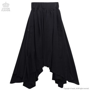 LISTEN FLAVOR Bat Hemline Maxi Skirt Black