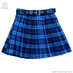 LISTEN FLAVOR Pleated Skirt w/ Belt Blue