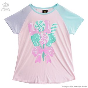 LISTEN FLAVOR Lollipop Candy Raglan Cutsew Pink