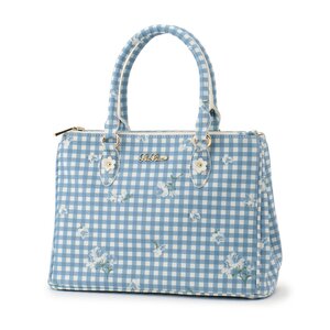 LIZ LISA Gingham Flower Tote Bag Blue