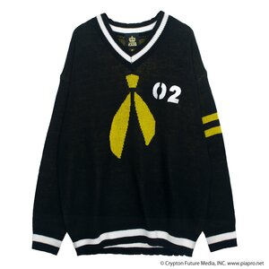 LISTEN FLAVOR Kagamine Rin & Len V-neckline Knit Black