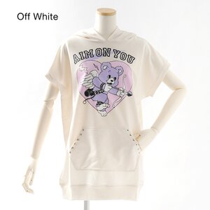 Listen Flavor Angel Bear Hoodie Dress Off White