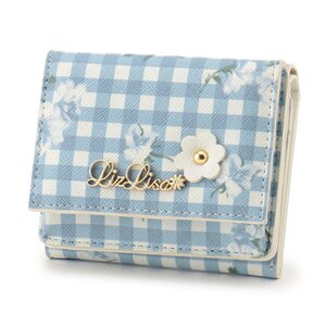 LIZ LISA Gingham Flower Mini Wallet Blue