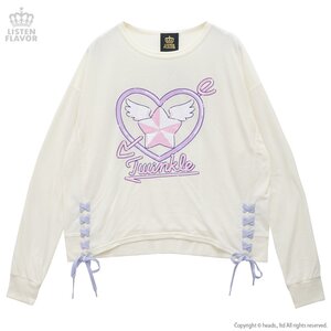 LISTEN FLAVOR Magical Twinkle Heart Lace Up Cutsew Vanilla