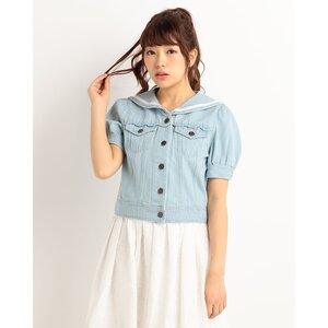 LIZ LISA Puffed Sailor Jean Jacket Blue