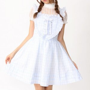 Ank Rouge Front Spindle Heart Apron Dress Blue