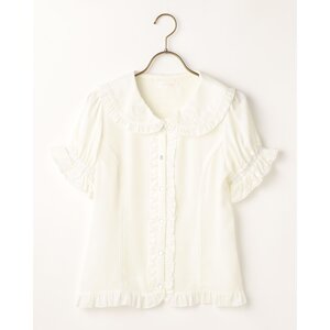 LIZ LISA Sheer Heart Collared Blouse White