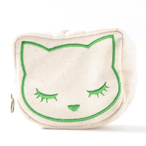 Osumashi Pooh-chan Canvas Embroidered Pouches Green