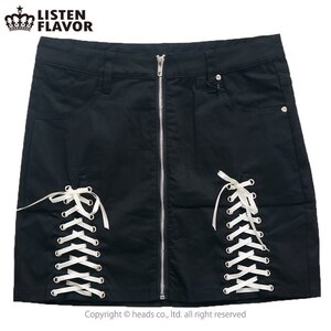 LISTEN FLAVOR Melty Cross Lace-Up Skirt Black M