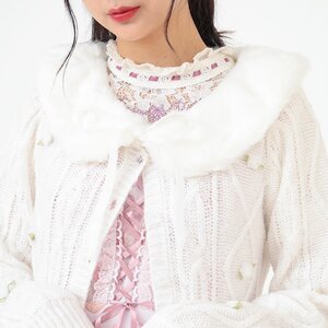 LIZ LISA Faux Fur Peplum Cardigan White
