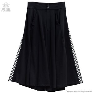 LISTEN FLAVOR Side Chekered Super Wide Skirt Black