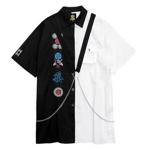 LISTEN FLAVOR Mahjong Short Sleeve Shirt w/ Harness Two-Tone