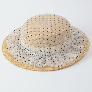 Honey Salon Dot Tulle Boater White