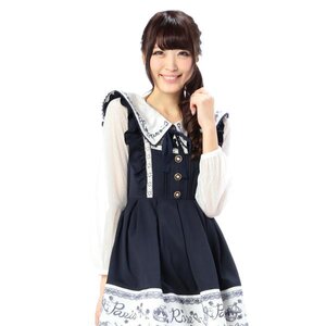 LIZ LISA Rose Print Jumper Skirt Navy