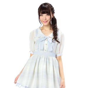 LIZ LISA Check Sailor Suit Style Dress Blue