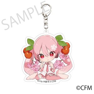 Sakura Miku x Hirosaki Sakura Story Die-cut Acrylic Keychain Weeping Yaebeni Blossoms Art by Kiya Machi