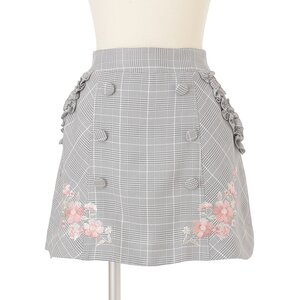 LIZ LISA Check Pattern Trapezoid Skirt Gray