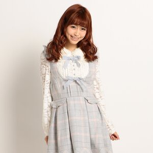 LIZ LISA Plaid Pinafore Dress Blue