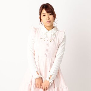 LIZ LISA Gingham Embroidery Pinafore Dress Pink