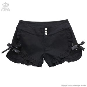 LISTEN FLAVOR Ribbon Frill Shorts Black L