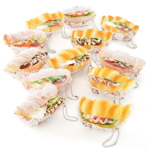 Funwari Real Croissant Sandwich Squeeze Ball Chain Charms Random