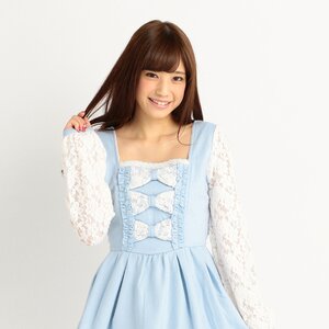 LIZ LISA Soft Contrast Lace Top Blue