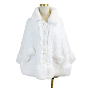 LIZ LISA Collared Ribbon Poncho White