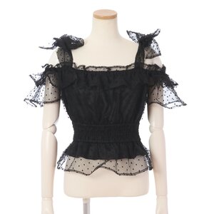 LIZ LISA Sheer Polka Dot Top Black