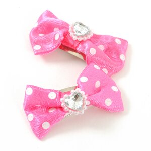 Polka Dot Ribbon Barrette Pink