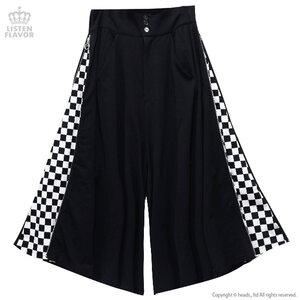 LISTEN FLAVOR Side Zip Checkered Super Wide Pants Black
