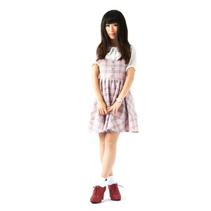 LIZ LISA Checkered Pinafore Dress Pink