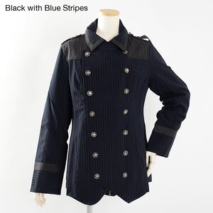 ALGONQUINS Napoleon Combination Jacket (Unisex) Black with Blue Stripes