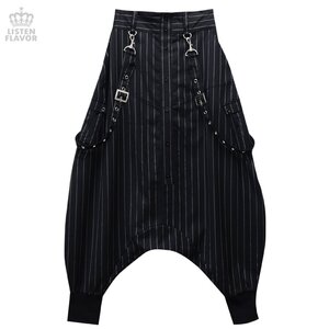 LISTEN FLAVOR Drape Sarouel Pants w/ Suspenders Striped