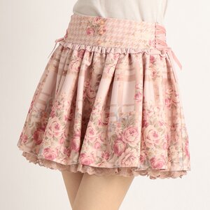 LIZ LISA Flower Check Pattern Sukapan Skirt Pink