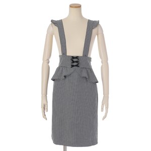 LIZ LISA Checkered Frilly Tight Skirt Gray