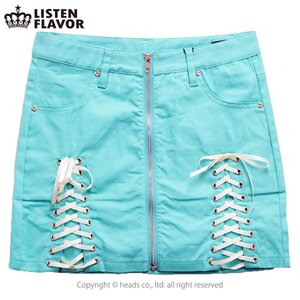 LISTEN FLAVOR Melty Cross Lace-Up Skirt Mint M
