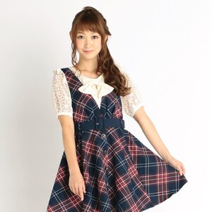 LIZ LISA Tartan Jacquard Pinafore Dress Navy