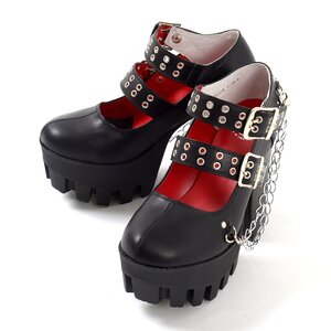 YOSUKE USA Double Strap Pumps Black 24.5