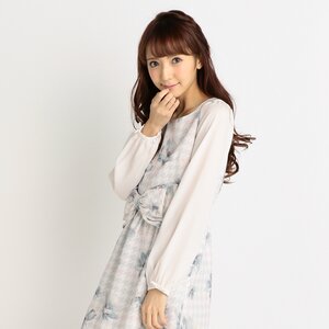 LIZ LISA Floral Plaid Houndstooth Dress Gray