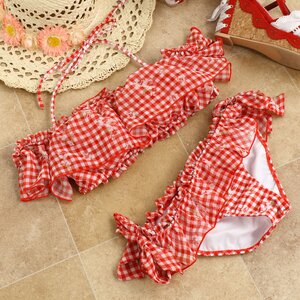 LIZ LISA Gingham Flower Bikini Red