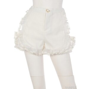 Swankiss Ruffled Organdy Shorts White